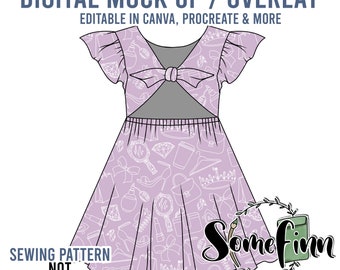 Flutter Sleeve Open Back Dress Mock-Up / Dress Mock Up / Digital Mock up for clothing / PNG