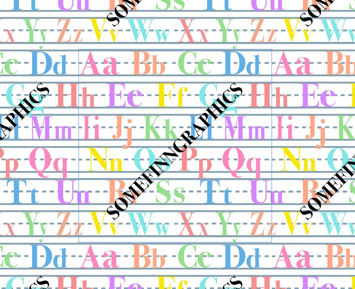 Alphabet Digital Paper Seamless lined paper Alphabet pattern | Etsy