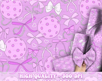 Pickle Ball and bows Digital Paper, Seamless Pattern, pickleball Fabric download, Sports Illustrated Digital Scrapbook Paper, girly bow art