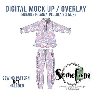 Ruffled Sweat Pants and Sweatshirt Mock-Up / Joggers Sweater Mock Up / Digital Mock up for clothing shirt kids baby / PNG