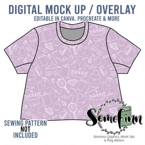 T-shirt Mock-Up / Box Tee / Midi Square Top Mock Up / Crop Tee Digital Mock up per abbigliamento PNG