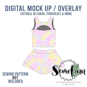 Skort and Tank Top Mock-Up / Skirt Mock Up / Digital Mock up for clothing skirts flair / PNG / Summer Outfit Mock Up
