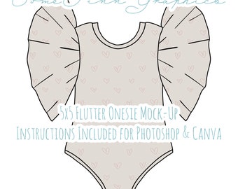 Bodysuit Flutter Sleeve Mock-Up / Baby Infant Shirt Mock Up / Digital Mock up clothing / Photoshop PNG / Instructions Included