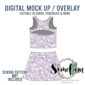 Skort and Tank Top Mock-Up / Skirt Mock Up / Digital Mock up for clothing skirts flair / PNG / Summer Outfit Mock Up