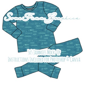 Pajamas Mock-Up / Pjs Mock Up / Two piece long sleeve Digital Mock up clothing shirt kids baby / Photoshop and PNG / Instructions Included