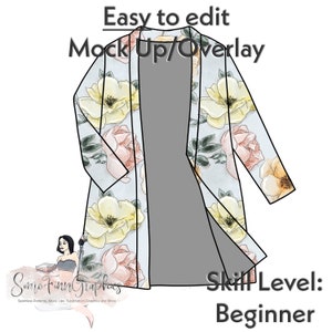 Cardigan Duster Mock-Up / Jumper Sweater Mock Up / Digital Mock up clothing / Photoshop PNG / Instructions Included Open and Closed