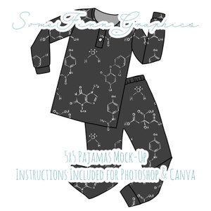 Pajamas Mock-Up / Pjs Mock Up / Two piece long sleeve Digital Mock up clothing shirt kids baby / Photoshop and PNG / Instructions Included