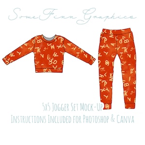 Lounge Set Mock-Up / Joggers Sweater Mock Up / Digital Mock up for clothing shirt kids baby / Photoshop and PNG / Instructions Included