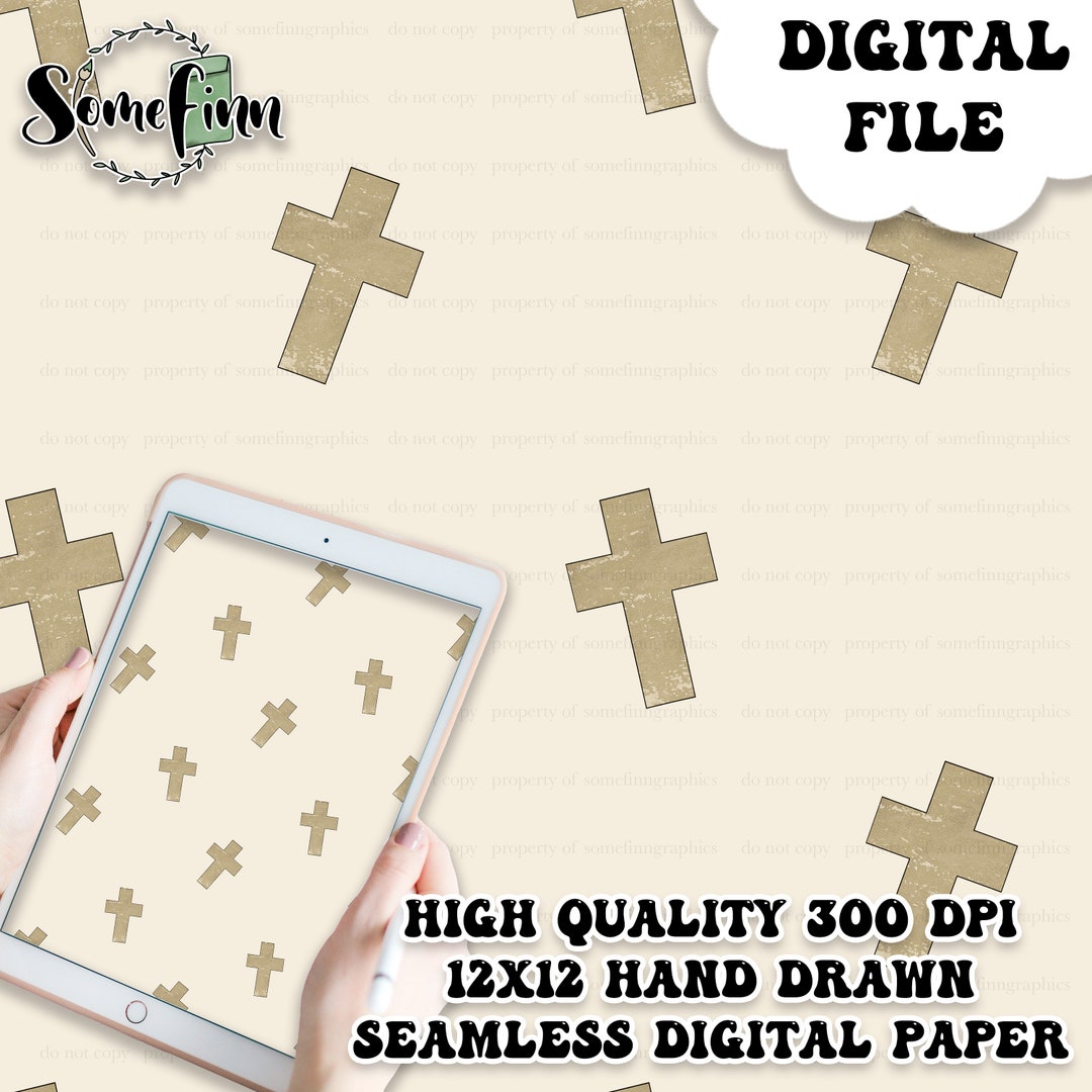 Cross Seamless Pattern, Religious Digital Paper, Easter Seamless ...
