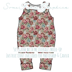 GWM Overalls Mock-Up / Digital Mock up for clothing overall Grow With Me romper / Photoshop and PNG / Instructions Included