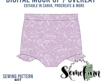 Hoog getailleerde Bummies Ruffle Mock-Up / Bummie Mock Up / Digitale Mock up voor kleding baby peuter kinderen / PNG