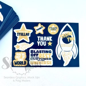 Dankeschön-Aufkleber für Unternehmen, 4x6-Aufkleberbogen, Space Sticker Pack, Dankeschön-Aufkleber für kleine Unternehmen, Astronaut Danke, Weltraum Danke