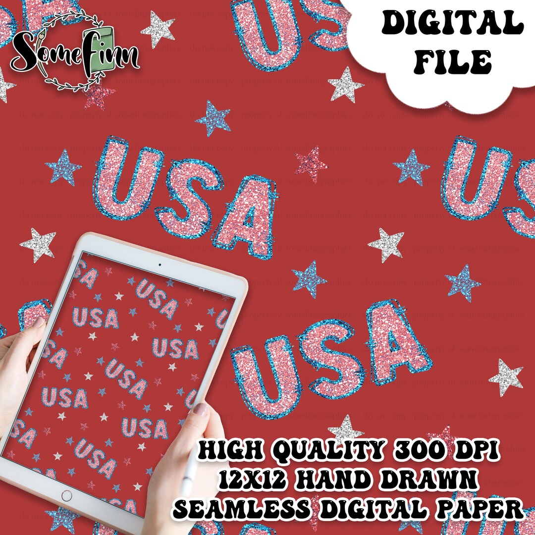 Patriotic 4th of July Digital Paper, Seamless USA Flag Pattern, Fabric ...