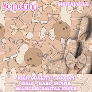 Bowling and Bows Digital Paper, Seamless Pattern, Pins Fabric download, Sports Illustrated Digital Scrapbook Paper, Strike, Turkey, Lane