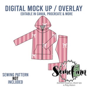 Zip Up Hoodie and Joggers Mock-Up / Sweatsuit Mock Up / Digital Mock up clothing shirt kids baby / PNG