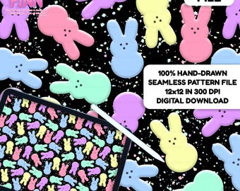 Candy Bunny Digital Paper - Seamless Patterns, Custom Fabric, Printable Scrapbook paper download - candy, marshmallow, easter