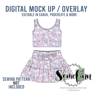 Skirt and Crop Tank Top Mock-Up / Skirt Mock Up / Digital Mock up for clothing skirts flair / PNG / Summer Outfit Mock Up