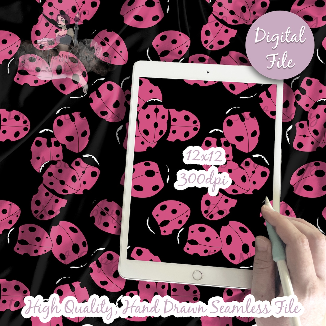 Pink Ladybug Seamless Design Pattern / Lady Bugs Repeating / Red and ...