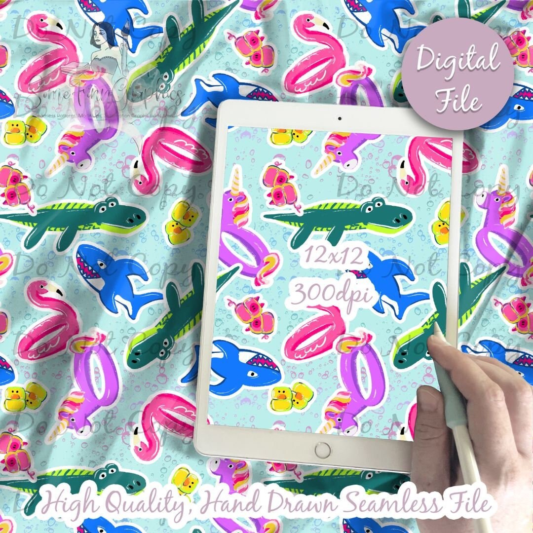 LIMITED Pool Inflatables Seamless Pattern Design / Summer Animal Inner ...
