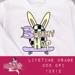 Bunny Hop PNG, Bunny Digital Graphic - Skater Rabbit Clip Art PNG, Printable Sticker Design, Punk Boy Easter, sublimation download vintage