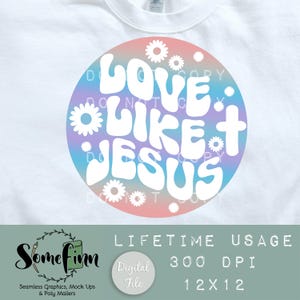 Graphique chrétien, autocollant numérique Love Like Jesus, autocollant numérique Jésus, verset religieux chrétien de la Bible, christianisme pastel numérique