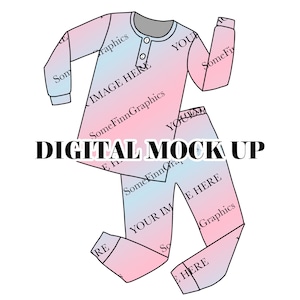 Pajamas Mock-Up / Pjs Mock Up / Two piece long sleeve Digital Mock up clothing shirt kids baby / Photoshop and PNG / Instructions Included
