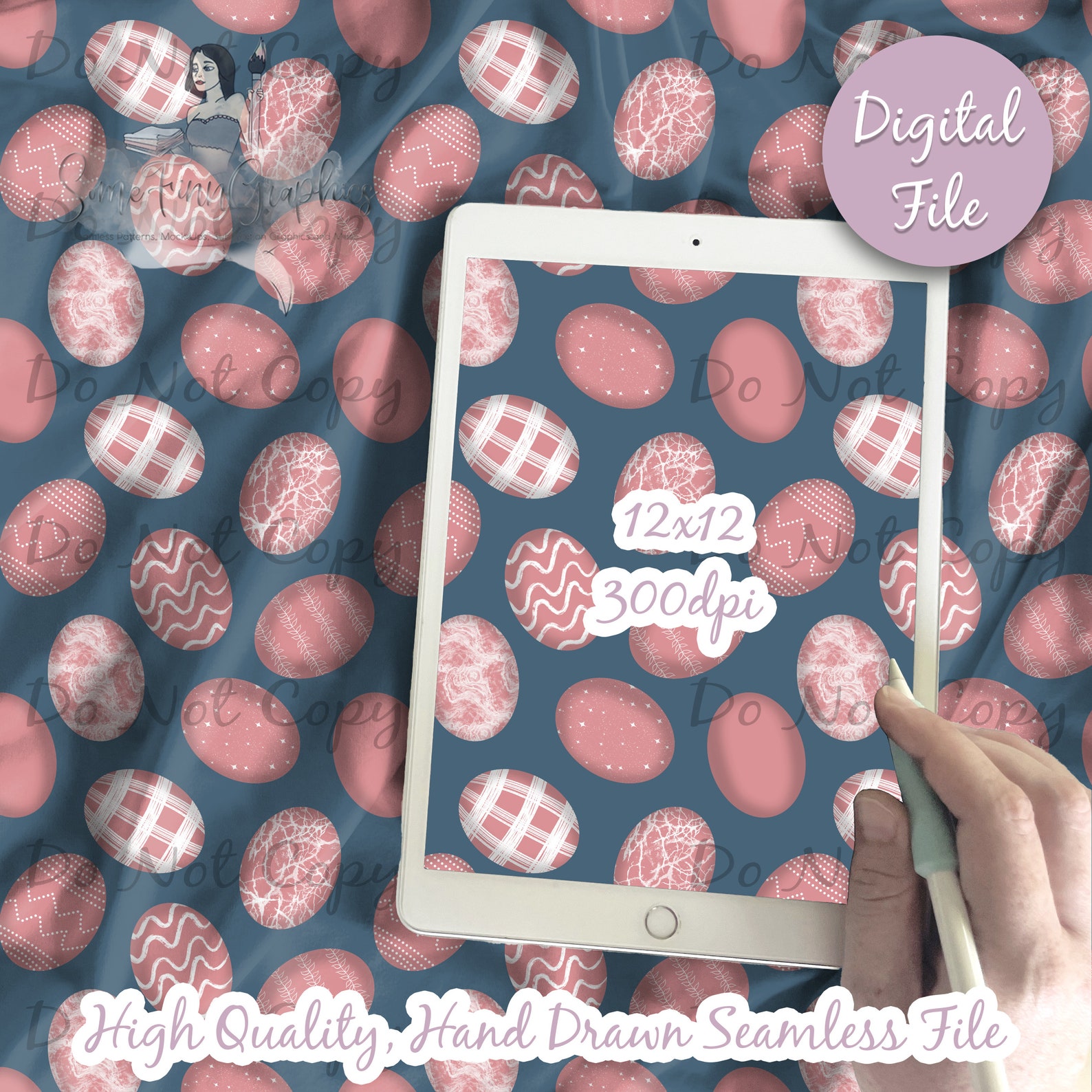 Easter Eggs Digital Paper - Pink Seamless Patterns, Custom Fabric ...