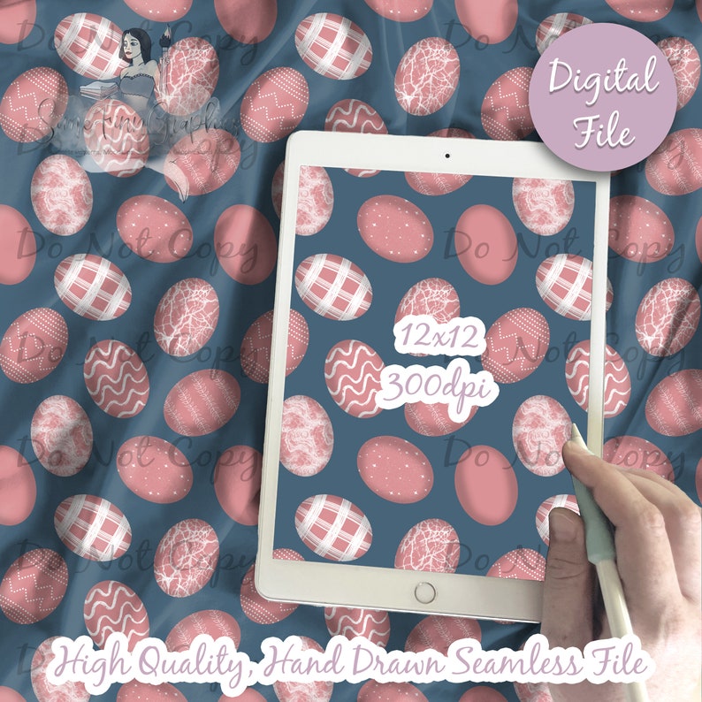 Easter Eggs Digital Paper - Pink Seamless Patterns, Custom Fabric ...