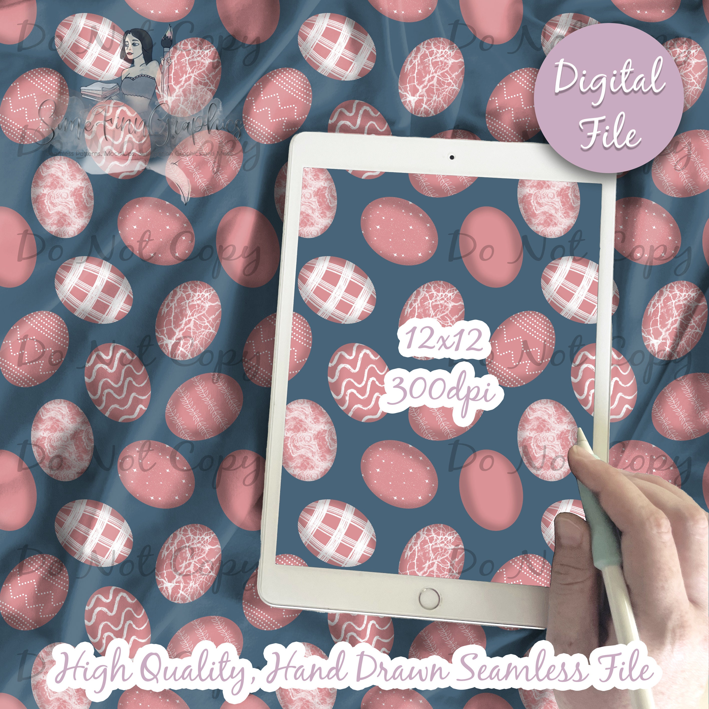 Easter Eggs Digital Paper - Pink Seamless Patterns, Custom Fabric ...