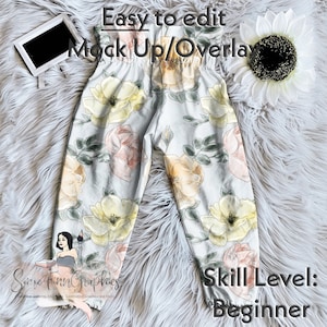 Modello realistico di pantaloni in carta / Modello di pantaloni / Modificabile da cellulare / Modello digitale / File PNG / Istruzioni incluse