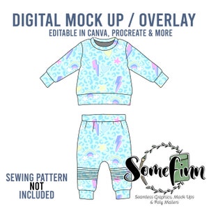 Jogger and Sweatshirt Outfit Mock-Up / Sweatpants Mock Up / Digital Mock up for clothing, pants, kids, baby, adult / PNG