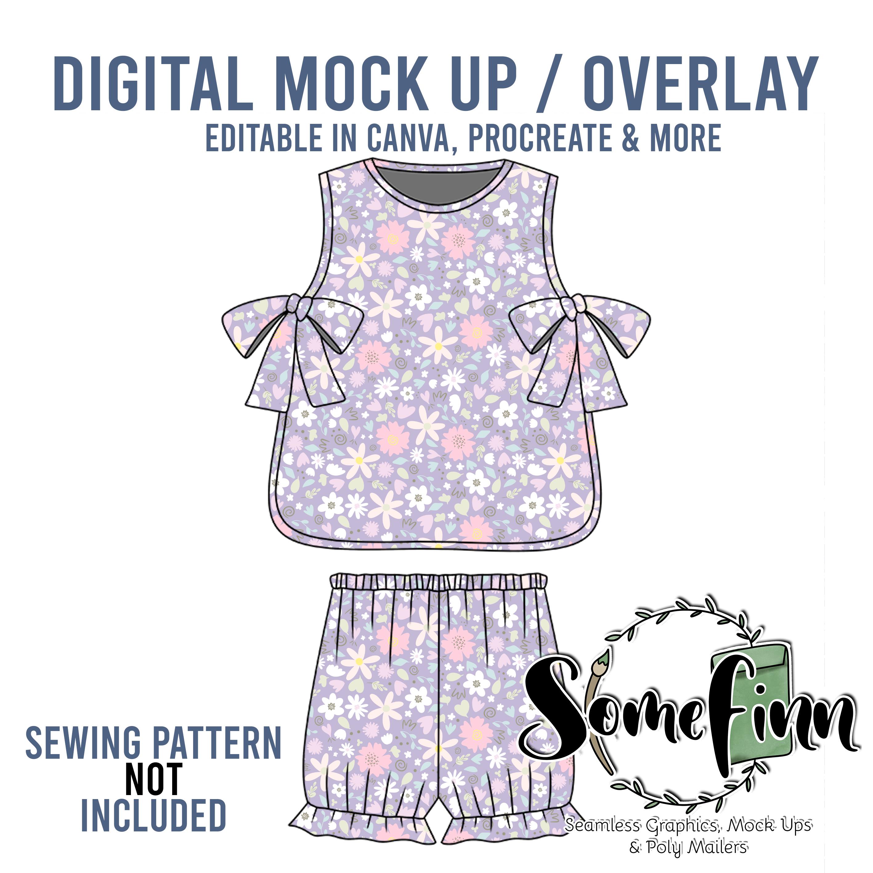 Bib Shirt With Bows Outfit Mock-up / Dresses With Bloomers Mock up ...