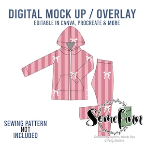 Zip Up Hoodie and Joggers Mock-Up / Sweatsuit Mock Up / Digital Mock up clothing shirt kids baby / PNG