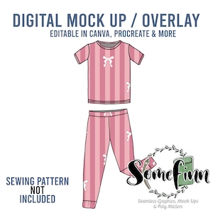 Pajamas Mock-Up / Pjs Mock Up / Two piece long sleeve Digital Mock up clothing shirt / PNG