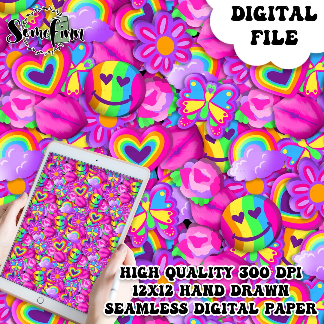 Y2k Seamless Pattern Design / Bold Retro 2000s Pattern for Fabric or ...
