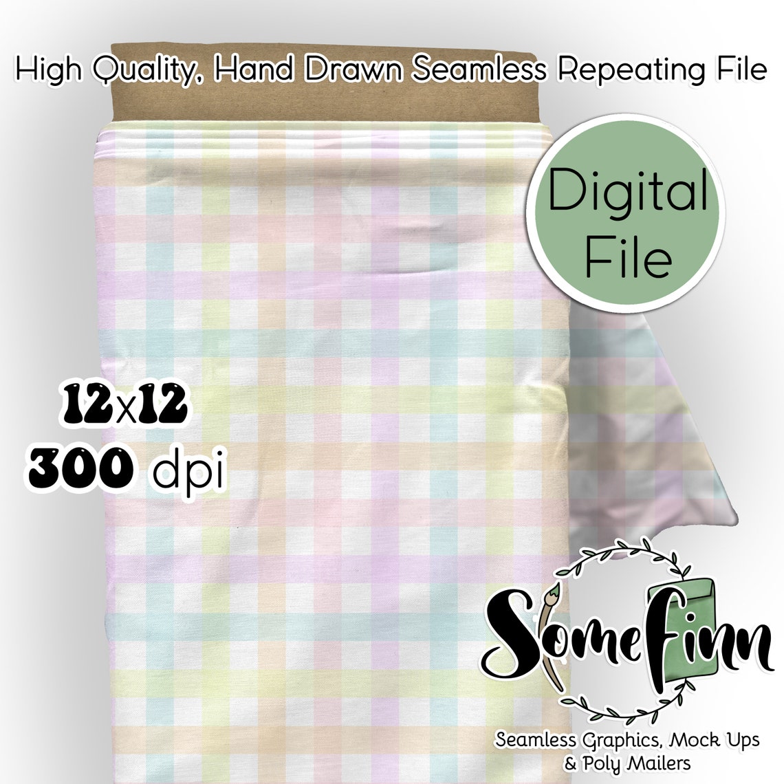 Pastel Rainbow Gingham Digital Paper, Seamless Plaid Pattern, Fabric ...