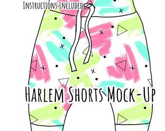 Harlem Shorts Mock-Up / Short Mock Up / Digital Mock up clothing, kids, baby, adult / Photoshop and PNG / Instructions Included