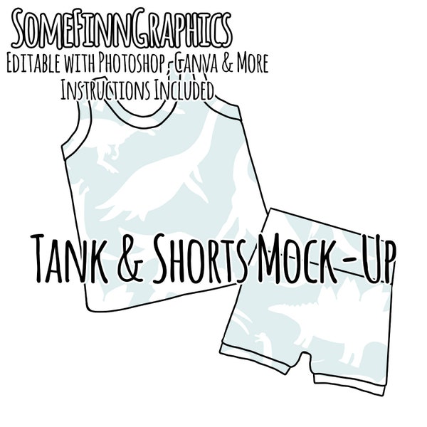 Tank Top Lounge Set Mock-Up / Shorties Mock Up / PJ Digital Mock up for clothing shirt kids baby / Photoshop and PNG / Instructions Included