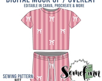 Summer Ruffle Outfit Mock-Up / Short Sleeve Shirt Mock Up / Digital Mock up for clothing / Shorts with Ruffle / PNG