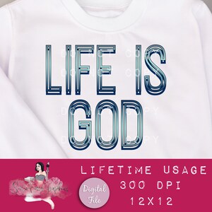 La vie est Dieu PNG, png édifiant, clipart tendance, téléchargement numérique de foi, autocollant numérique de Jésus, autocollant numérique coloré chrétien religieux