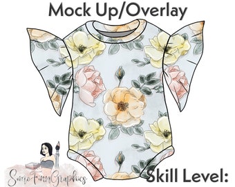 Flutter Sleeve Romper Mock-Up / Rompers Mock Up / Digital Mock up for clothing baby toddler kids / PNG / Instructions Included