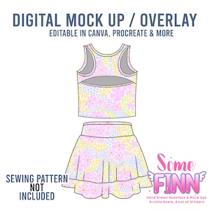 Skirt and Tank Top Mock-Up / Skirt Mock Up / Digital Mock up for clothing skirts flair / PNG / Summer Outfit Mock Up