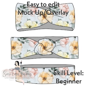 Variety Headband Mock-Up / Top Knot Mock Up / Digital Mock up head band / baby toddler kids bow / PNG / Instructions Included