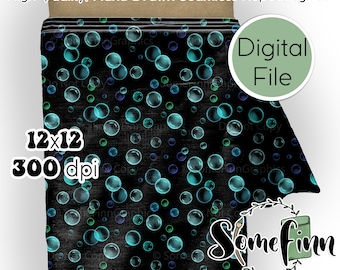 Patrón sin costuras de burbujas, diseño de burbujas de papel digital para arte textil repetitivo, papel de álbum de recortes imprimible con burbujas iridiscentes para la hora del baño.