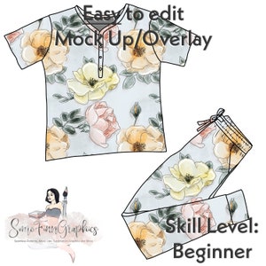 Pajamas Mock-Up / Pjs Mock Up / Two piece long sleeve Digital Mock up clothing shirt / PNG / Instructions Included