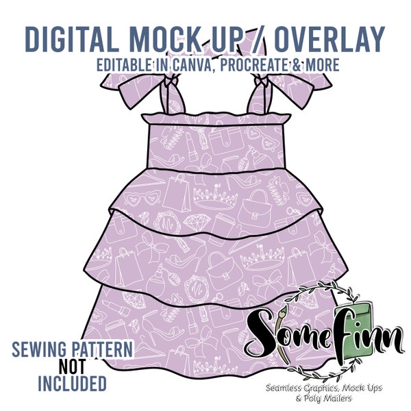 Smocked Tier Dress Mock-Up / Dresses Mock Up / Digital Mock up for clothing smock baby toddler kids / PNG