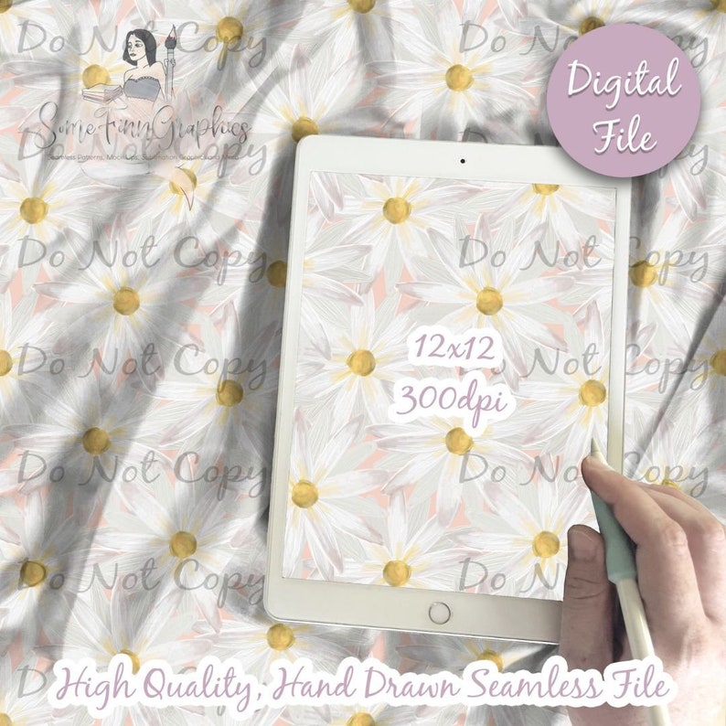 Daisy Floral Digital Paper - Seamless Daisies Flower Pattern, Custom ...