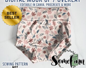 Bummies realistische mock-up / babyshort bloeier mock-up / bewerkbaar vanaf mobiel / digitale mock-up / PSD- en png-bestand / Instructies inbegrepen