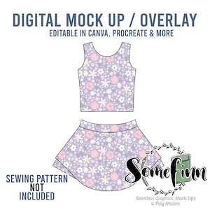 Skort and Tank Top Mock-Up / Skirt Mock Up / Digital Mock up for clothing skirts flair / PNG / Summer Outfit Mock Up