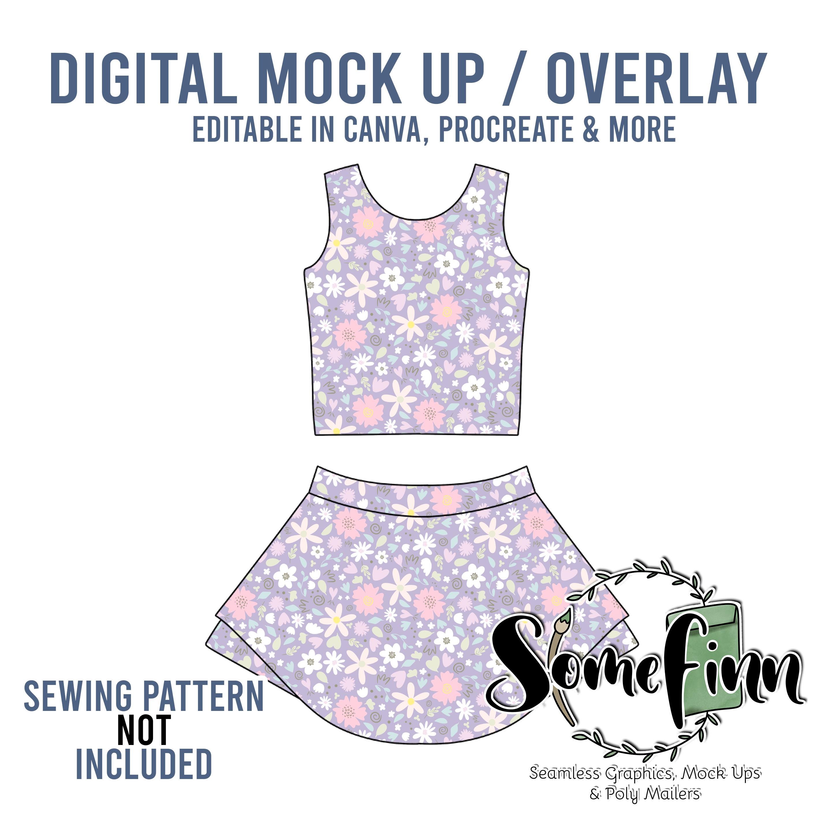Skort and Tank Top Mock-Up / Skirt Mock Up / Digital Mock up for clothing skirts flair / PNG / Summer Outfit Mock Up